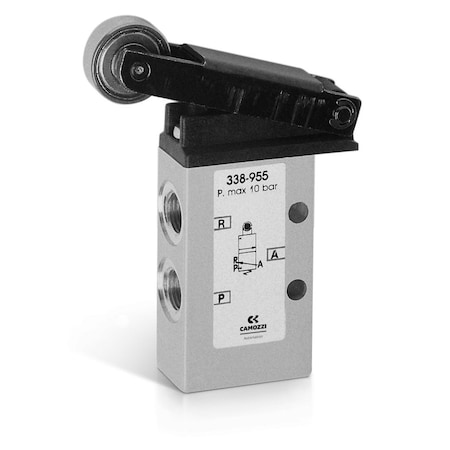 Camozzi Mechanically Operated Valve, 3/2 Way Nc, 1/8 NPTF, Lever / Roller Actuator, Spring Return, NPTF Ports 338-955TF